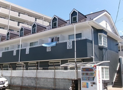 令和5年6月 塩釜市　S様アパート屋根・外壁塗装工事例